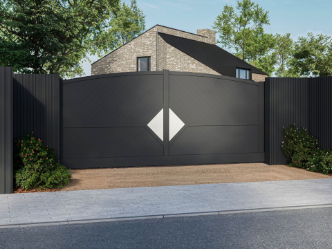 portail collection harmonie occultation pleine aluminium tschoeppe modele arche